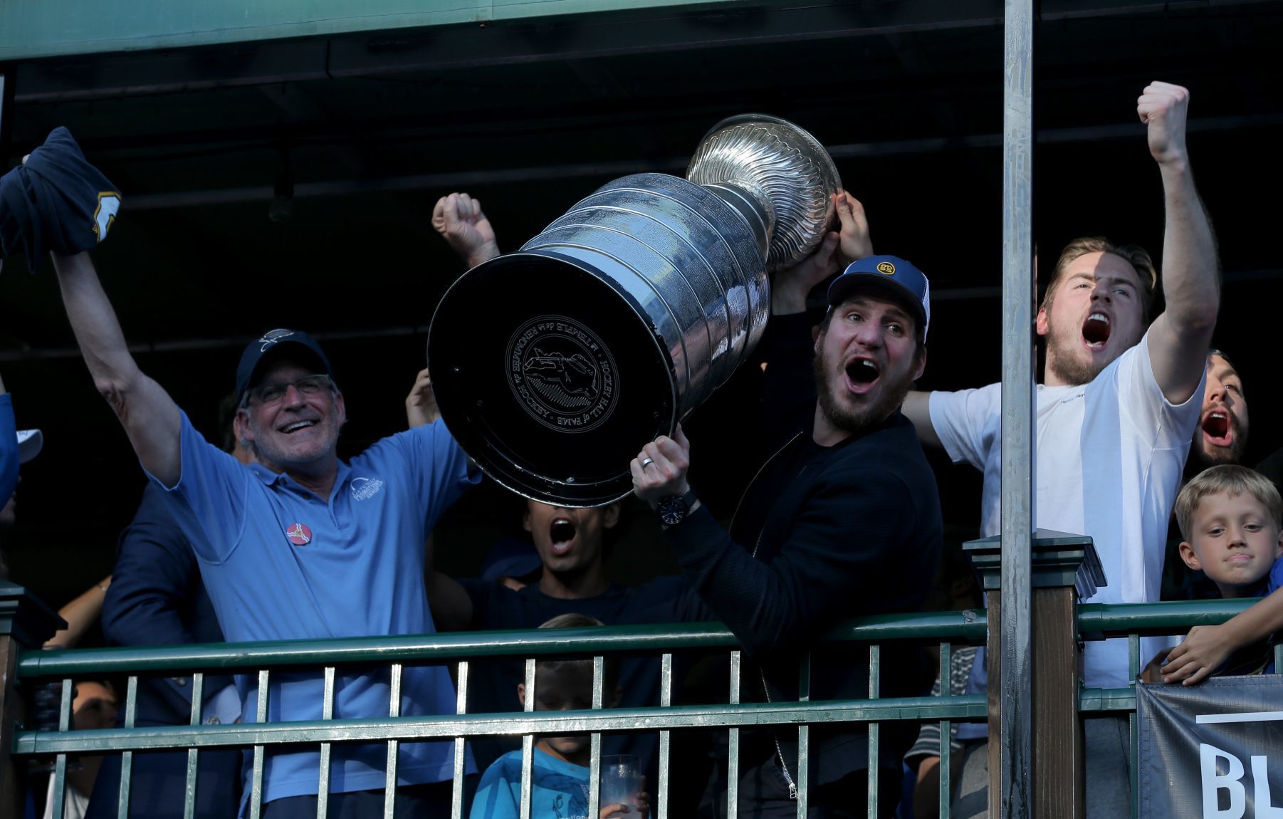Blues celebrate at O.B. Clark's as fans celebrate with them